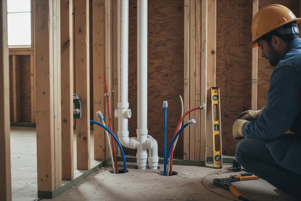 Drain and supply rough-in during Sump Pump Repair in Brewster